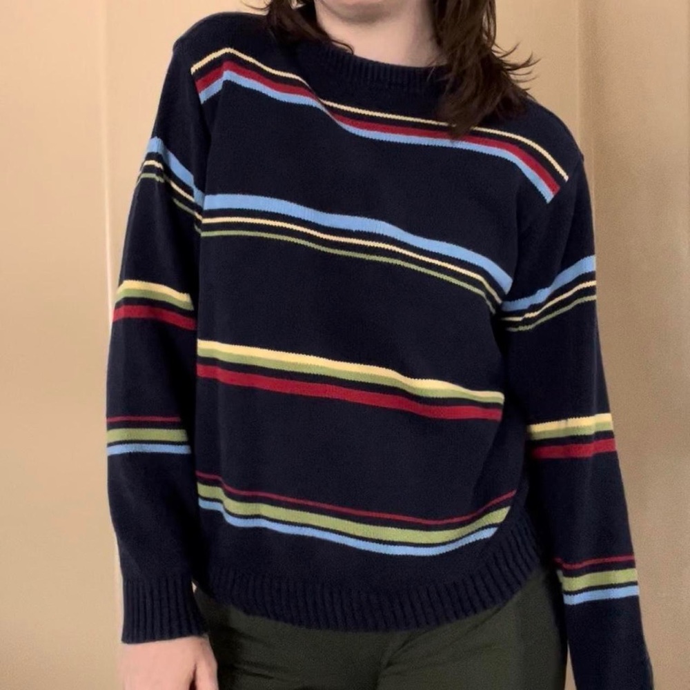 Oscar de la Renta navy, red, white, and yellow sweater